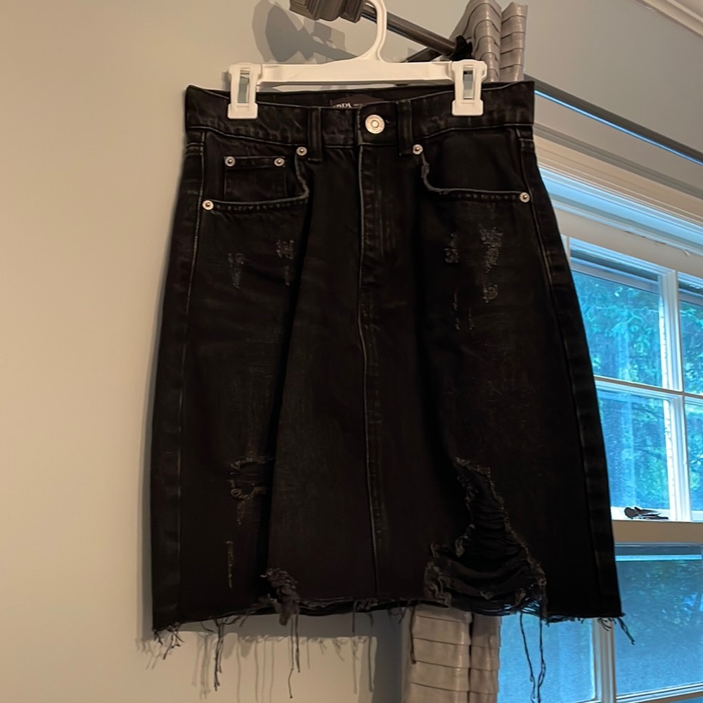 Black above the knee Jean skirt
